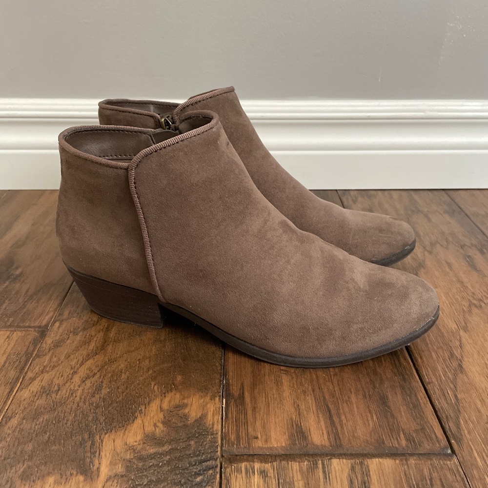 Brown suede like ankle booties boots size 8.5